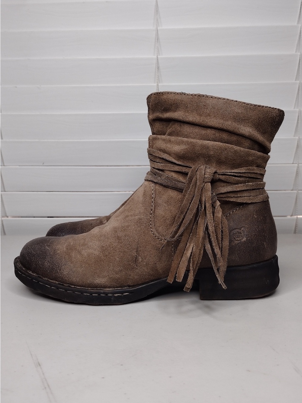 Born Cross Sz 7M Leather Boho Western Ankle Boots - Picture 2 of 13